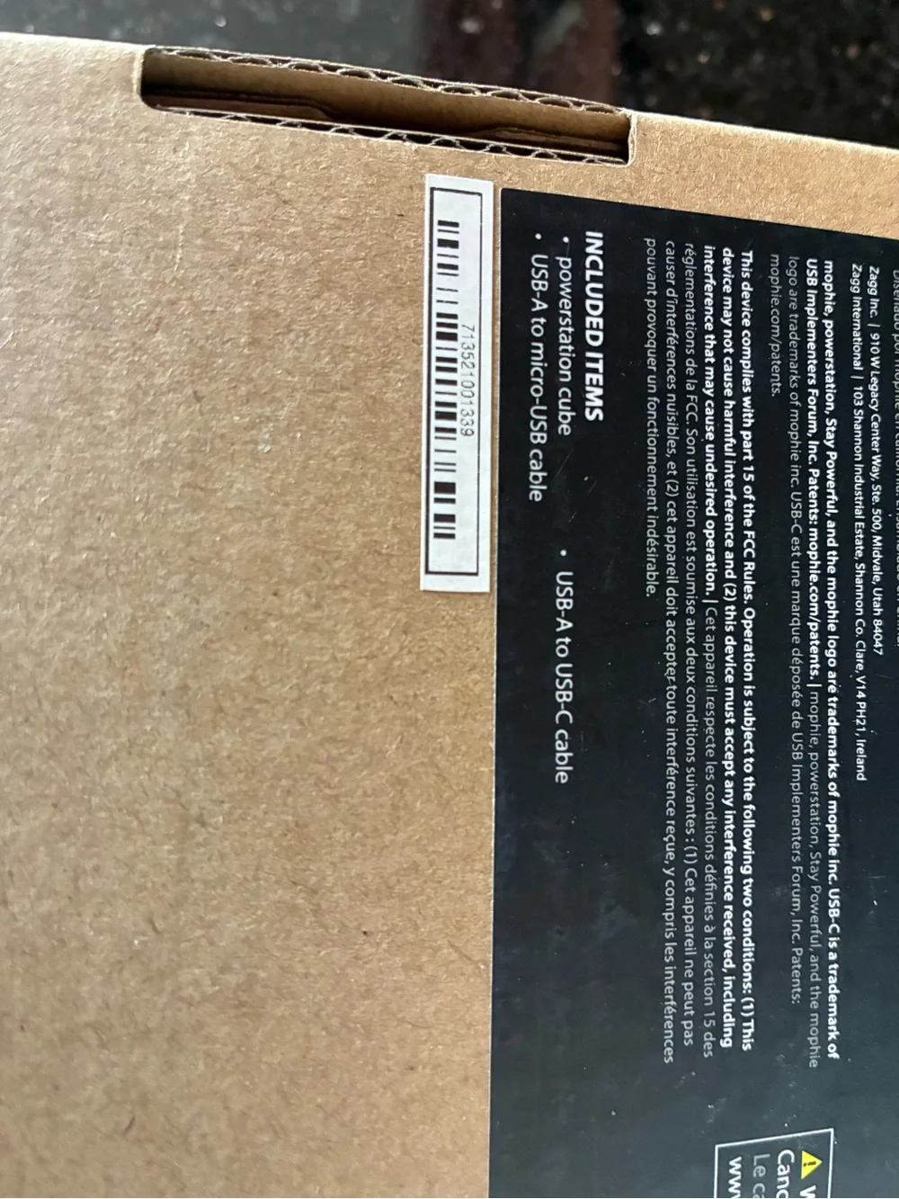 Mophie Powerstation Black Wall Charger with USB-A to USB-C & USB-A to Micro -NWT